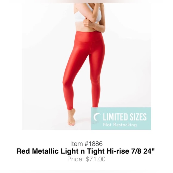 ✨Rare✨ NWT Zyia Active Red Metallic Light n Tight Hi-rise 7/8 24” size 8-10 - Picture 2 of 3